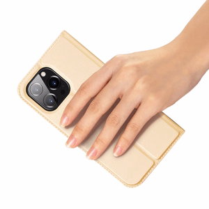 Dux Ducis Skin Pro viedtālruņa apvalks atverams vāciņš iPhone 14 Pro zelta