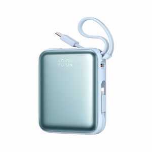 Portatīvais lādētājs POWER BANK Joyroom (JR-PBF27) 10000mAh (1xType-C; 22.5W) + type-C un lightning kabelis, zils
