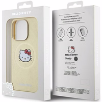 Hello Kitty ādas Kitty Head magnētiskais viedtālruņa apvalks iPhone 14 Pro Max - zelta