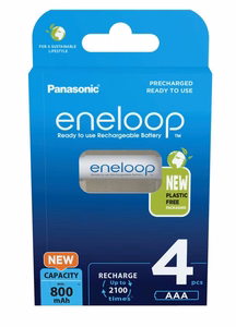 Uzlādējamas baterijas PANASONIC ENELOOP AAA 800 mAh 4 gab. (BK-4MCDE/4CP)