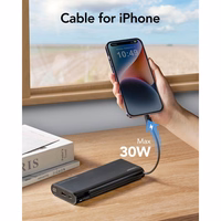 VEGER portatīvais lādētājs 25000 mAh ar iebūvētiem kabeļiem Type C / Lightning PD 130W TCE130 (W2503) melna