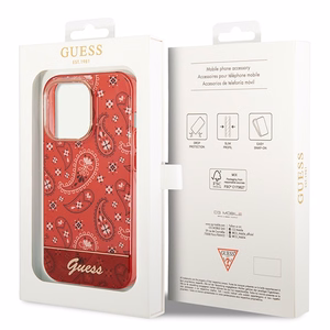 Guess GUHCP14LHGBNHR iPhone 14 Pro 6.1" sarkans/sarkans cietais apvalks Bandana Paisley