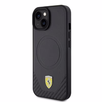 Ferrari FEHMP15SPTEK iPhone 15 6.1" melns/melns cietais apvalks Carbon Metal Logo MagSafe