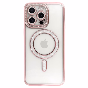 Bling Magnētiskais viedtālruņa apvalks Iphone 14 Pro rozā