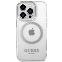 Guess GUHMP14LHTRMS iPhone 14 Pro 6.1" sudrabains/sudrabains cietais apvalks Metāla kontūra Magnētiskais