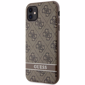 Guess GUHCN61P4SNW iPhone 11 / Xr brūns cietais viedtālruņa apvalks 4G Stripe