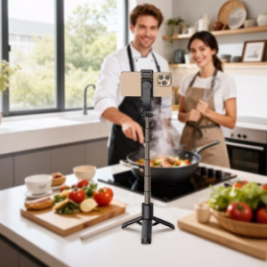 Acefast E42 pašbilžu statīvs ar automātisku trijkāji un Bluetooth tālvadības pulti 63 cm - melns