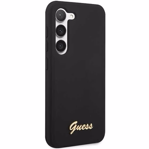 Guess GUHCS23MSLSMK S23+ S916 melns/melns cietais apvalks Silikona Vintage Gold Logo