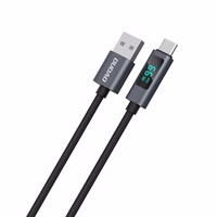 Dudao L7T USB-A - USB-C 66W kabelis ar LED ekrānu 1m - melns