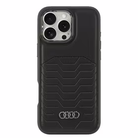 Audi Sintētiskās ādas Magnētiskais iPhone 16 Pro Max 6.9" melns/melns cietais apvalks AU-TPUPCMIP16PM-GT/D3-BK