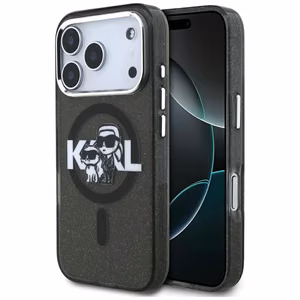 Karl Lagerfeld IML Glitter Karl & Choupette Sketch Logo MagSafe чехол для iPhone 17 Pro - чёрный