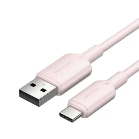 USB 2.0 A uz USB-C 3A kabelis Vention CTQPH 2M (rozā)