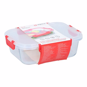 Alpina stikla pārtikas trauks ar vāku, 21x16x6 cm, 1 L