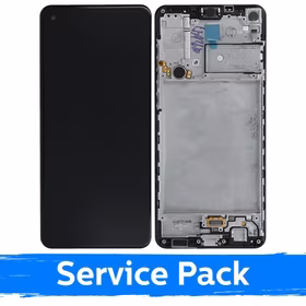 LCD Displejs Saderīgs ar Samsung A217 A21s Melns Ar Frame (Service Pack)