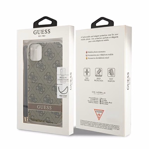 Guess GUOHCN61H4STW iPhone 11 brūns/brūns cietais apvalks 4G Print Siksna