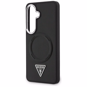 Guess maciņš Embossed Ring Triangle Logo MagSafe priekš Samsung Galaxy S26 melns