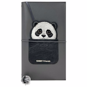 NIMMY komplekts 2in1 piezīmju grāmata + pildspalva BIG EYED PET 2.0 Panda, melnā krāsā