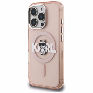 Karl Lagerfeld IML Choupette Sketch Logo MagSafe Maciņš iPhone 16 Pro - rozā