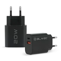 Blavec sienas lādētājs BC-2 - USB + Type C - QC 3.0 PD 20W ar Type C uz Type C kabeli (TCBC2-UCB20+CC) melns