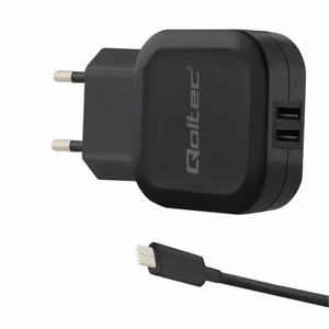 Qoltec 50188 mobile device charger Laptop, Smartphone, Smartwatch, Tablet, Telephone, Universal melns AC, DC Indoor