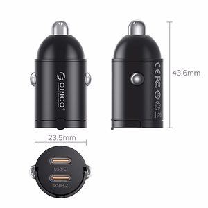 Orico MiniRing 30W 2x USB-C auto lādētājs - melns