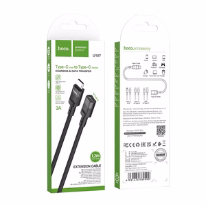Adapteris OTG USB C uz USB C Hoco 3A 1,2 m U107 melns