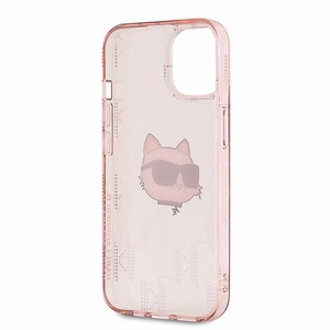 Karl Lagerfeld IML Choupette galvas un monogrammas apvalks iPhone 15 / 14 / 13 - rozā
