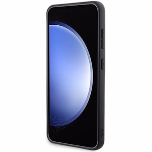 DKNY Ādas raksts metāla logotips MagSafe apvalks viedtālrunim Samsung Galaxy S24 - melns