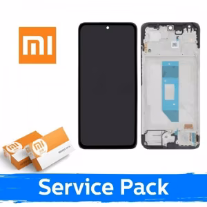 LCD displejs saderīgs ar Xiaomi Redmi Note 14 4G (ES versija) melns ar rāmi (Service Pack)