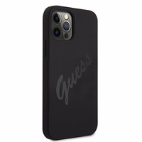 Guess GUHCP12LLSVSBK iPhone 12 Pro Max 6.7" melns/melns cietais apvalks Script Vintage