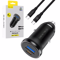 Blavec Car charger BS-01B-C Road - USB + Type C - QC 3.0 18W PD 20W with Type C to Type C cable (CCBS01BCR-UCB) black