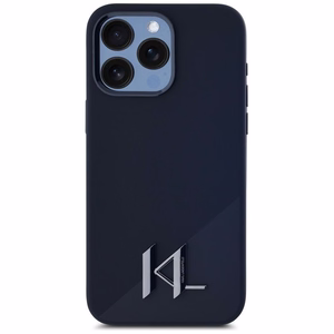 Karl Lagerfeld Silikona Shadow Metal Initial Magnētiskais viedtālruņa apvalks iPhone 15 Pro melns