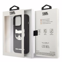 Karl Lagerfeld 3D gumijas Choupette apvalks viedtālrunim iPhone 13 Pro / iPhone 13 - melns
