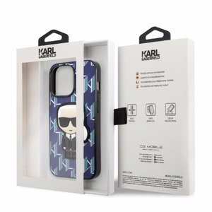 Karl Lagerfeld KLHCP13XPMNIKBL Viedtālruņa apvalks iPhone 13 Pro Max 6.7" - zils (m) Monogram Ikonik Patch