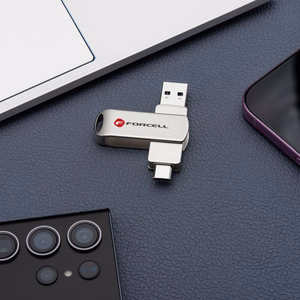 FORCELL F-DATA USB zibatmiņa Metal Duo 128GB USB3.2 Gen 1 (USB A / Type C) sudrabaina