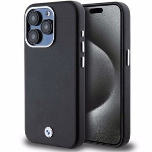 BMW paraksta ietīts metāla magnētiskais viedtālruņa apvalks iPhone 15 Pro - melns