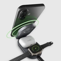 SBS 3-in-1 salokama bezvadu uslades stacija QI2 MFI - Made for iPhone - Melna