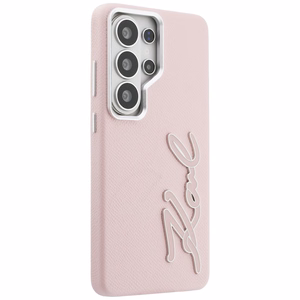 Karl Lagerfeld maciņš Grained Signature Metal Resin Logo Samsung Galaxy S26 Ultra rozā