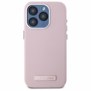 Karl Lagerfeld FW Metal Plate magnētiskais viedtālruņa apvalks iPhone 15 Pro - rozā
