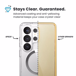 Speck Presidio Perfect-Clear Magnet vāciņš ierīcei Samsung Galaxy S26 Ultra, “Clear / Silver” krāsā