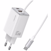Tīkla lādētājs USAMS JC Series CC266 65W GaN Fast Charger 2xUSB-C 1xUSB-A balts