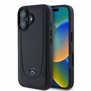 Mercedes Ādas pilsētas viedtālruņa apvalks iPhone 16 Plus - melns