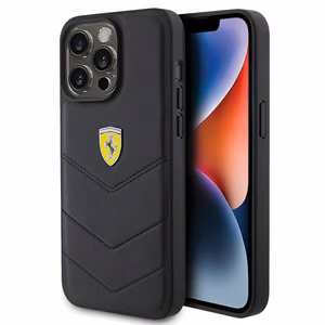 Ferrari Quilted Metal Logo case for iPhone 15 Pro Max - black