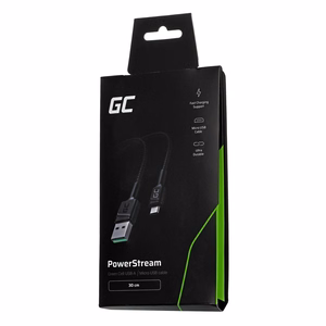 Green Cell KABGC23 USB kabelis USB 2.0 0,3 m USB A - Micro-USB B, melns