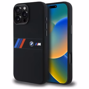 BMW Silikona Vidējā Svītra Magnētiskais viedtālruņa apvalks iPhone 16 Pro Max - melns