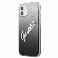 Guess GUHCP12SPCUGLSBK iPhone 12 mini 5.4" melns/melns cietais apvalks Glitter Gradient Script