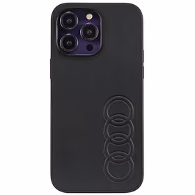 Audi sintētiskās ādas viedtālruņa apvalks iPhone 14 Pro Max 6.7" melns/melns cietais apvalks AU-TPUPPCIP14PM-TT/D1-BK