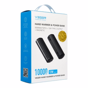 Portatīvais lādētājs VEGER 2 x 5000 mAh ar rokassildītāju 2 gab. melns un sudrabains