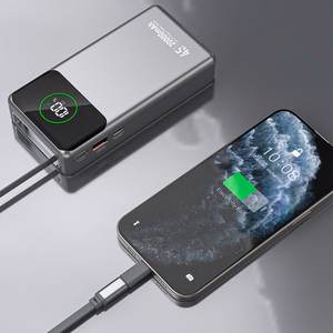 Dudao K31 Pro 45W 20000mAh portatīvais lādētājs ar iebūvētu izbīdāmu USB-C kabeli - pelēka