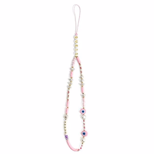Guess Beads Shell GUSTSHPP plaukstas siksniņa tālrunim ar pērlītēm, rozā